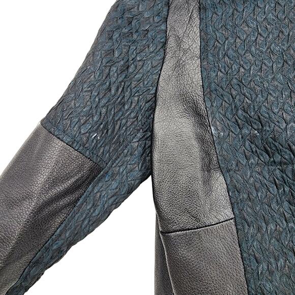 Helmut Lang Black Asymmetrical Zip Leather and Knit Moto Jacket Size Small - Picture 6 of 7